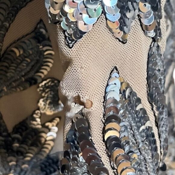 Dress the Population Emmalyn Dress Nude Silver Foliage Floral Print NWD US XS - Picture 8 of 13